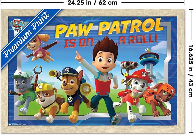 Nickelodeon Paw Patrol - Crew Wall Poster, 22.4L" x 14.7W", Blonde Framed Version