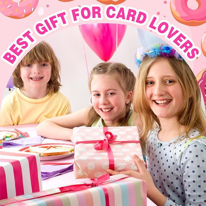 4 Pocket Card Binder 400 Card Holder Album, Pink Donut Trading Cards Holder Zipper Binder for Girl Teen Collection (Purple Donut, 400 Pocket)