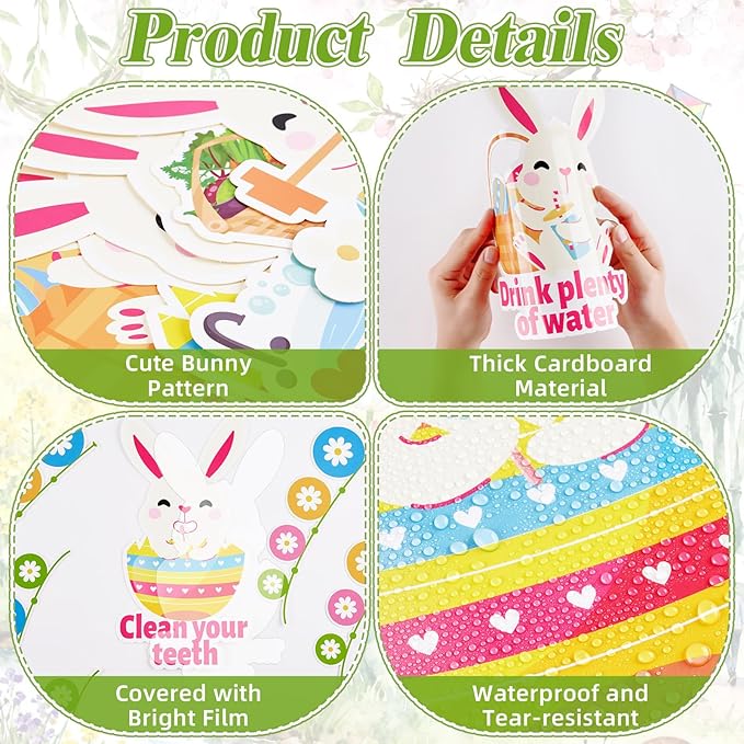 Spring Health Bulletin Board Decorations Spring into Healthy Habits Classroom Bulletin Board Set with 3D Paper Fans Easter Bunny Health Cutouts for School Home Door Wall Chalkboard Decor