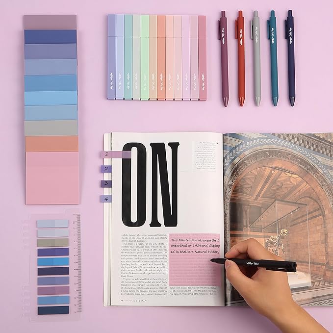 Mr. Pen- Aesthetic Book Annotation Kit, 38 pcs, Aesthetic Highlighters and Gel Pens, Transparent Sticky Notes, Transparent Sticky Tabs for Books, Highlighter Set, Annotation Sticky Notes for Books