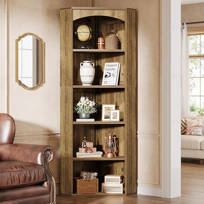 Tribesigns Corner Storage Cabinet, 70.9" Tall Corner Shelf & Bookshelf & Bookcase, Freestanding Corner Cabinet for Living Room Kitchen Home Office