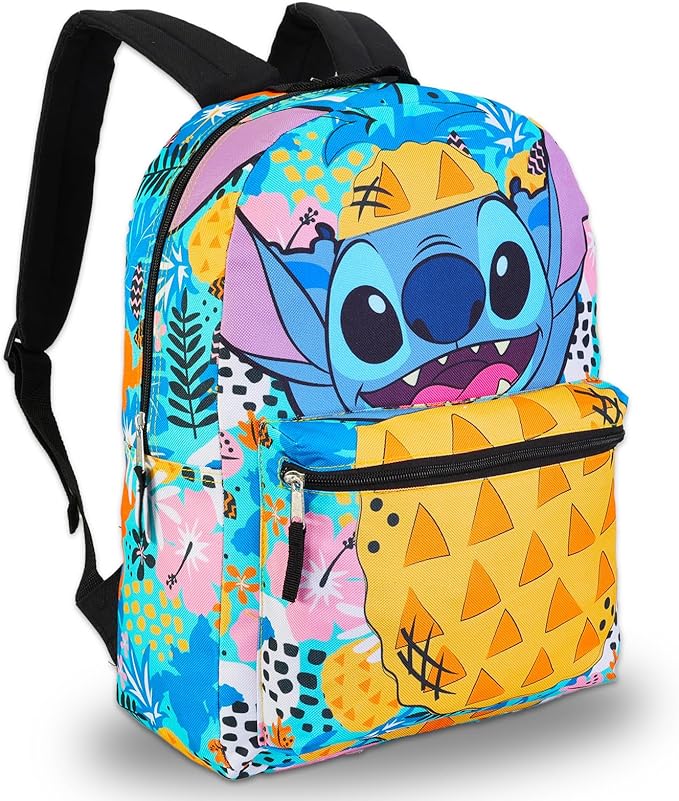Disney Lilo and Stitch Backpack and Lunch Box Set - 4 Pc Bundle of 16" School Bag, Lunch Bag, and More for Boys and Girls | Stitch School Supplies Set