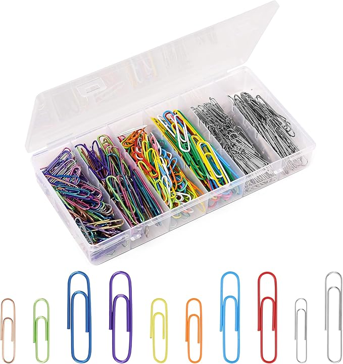 Paper Clips Assorted Sizes,450PCS Medium and Large PaperClips for Office Supplies,Colored Paper Clips for Home, School and Office Use
