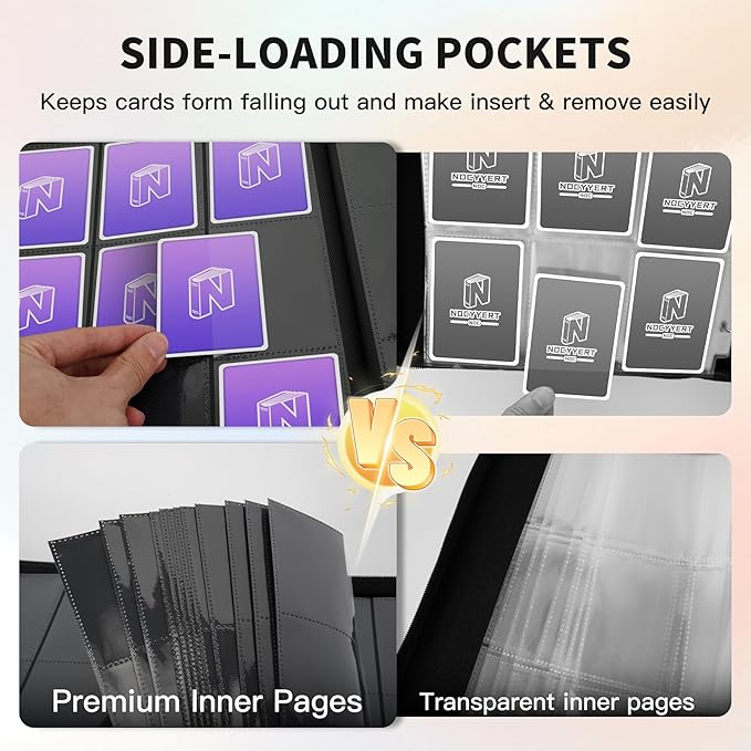 Trading Card Binder, Premium 9 Pocket 540 Double Sided Pocket Collection Binder, Card Album for TCG Card Holder for Game Card, Sports Card, Yugioh, MTG etc(Purple)