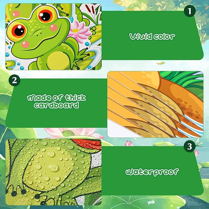 Pasimy 68 Pcs Frog Bulletin Board Set Spring Summer Classroom Decorations Green Jumping Frog Pond Grass Dragonfly Flower Lotus Paper Cutouts Jungle Bulletin Border Trims for Chalkboard School Wall