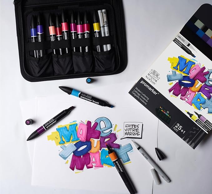 Winsor & Newton ProMarker Set, 25+1pcs. Wallet, Modern Lettering