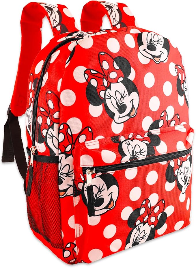 Disney Minnie Mouse Large Travel Backpack & Lunch Bag For Girls Set - Bundle with Polka Dot Minnie Travel Backpack, Minnie Lunch Bag & More | Minnie Travel Set For Kids