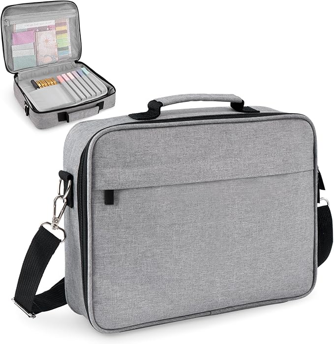 WEMATE Large Capacity Bible Cover Case, Waterproof Study Supplies Tote Bag with Double-Layer Handle & Shoulder Strap, Bag for Women and Christian (Grey)