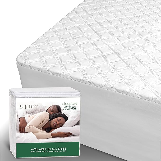 SafeRest Waterproof California King Size Mattress Protector - Viscose Derived from Bamboo - Fitted with Stretchable Pockets - Machine Washable Viscose Blend Mattress Cover for Bed