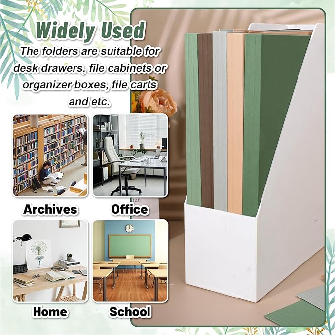 Whaline 24 Pack Green Brown File Folders Letter Size 6 Colors Sage Green Brown File Pockets with 1/3 Cut Tab for Home Office Classroom Supplies, 8.9 x 11.6 Inch