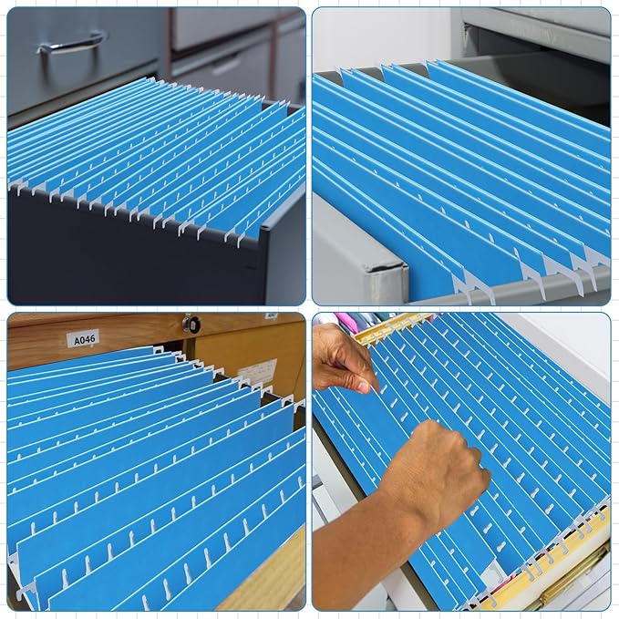 20 Pack Extra Capacity Hanging File Folders with Tabs Reinforced Legal Size Hanging Folders Expandable, Heavy Duty 2 Inch Expansion Designed for Bulky Files Medical Charts(Blue)