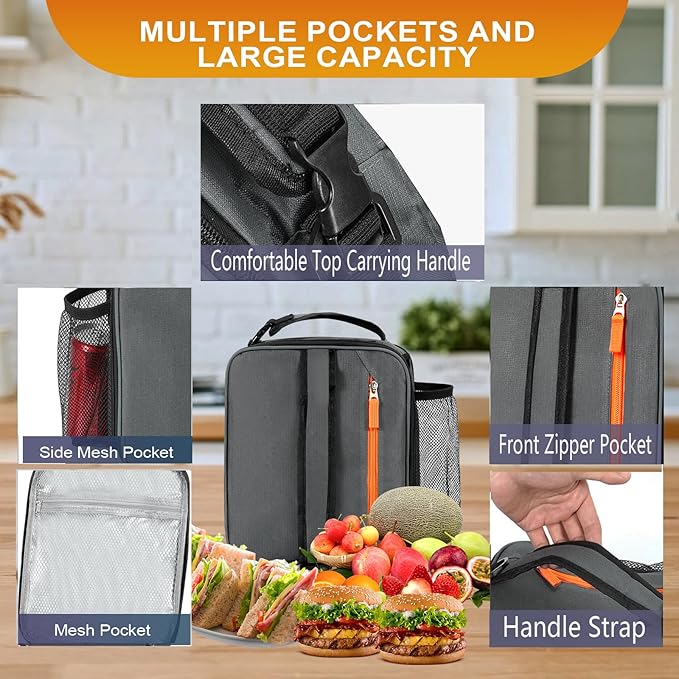 Lunch Box Insulated Lunch bag for Men Teen Kids Boys Adult Portable Stylish Small Lunchbox Special Design for Working Office school Picnic
