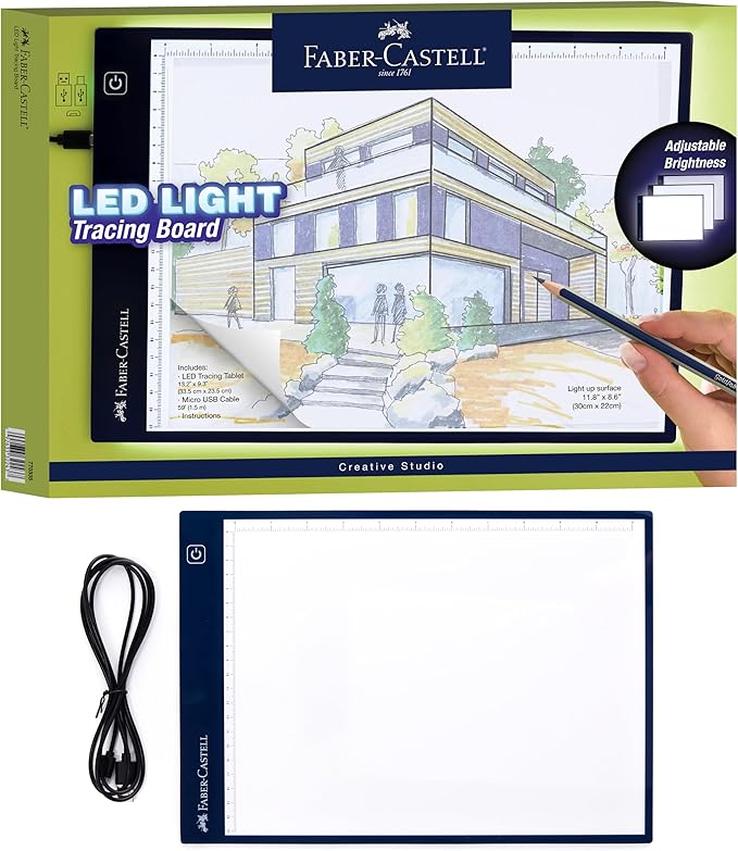 Faber-Castell LED Light Tracing Board: Adjustable Light Up Drawing Board, LED Drawing Pad, Tracing Light Box, Light Pad & Board for Artists, Hobbyists & Adults