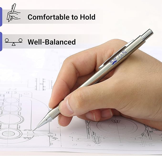Mr. Pen- Mechanical Pencils 0.5mm, Pack of 2, Metal Mechanical Pencil with Lead and Eraser, Drafting Pencil, Drawing Pencil, 0.5 Mechanical Pencils