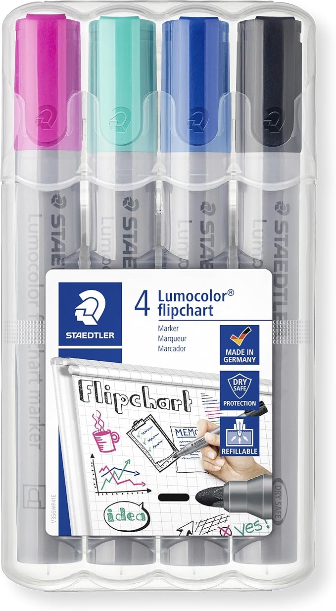 STAEDTLER 356 WP4-1 Lumocolor Flipchart Markers (Pack of 4)