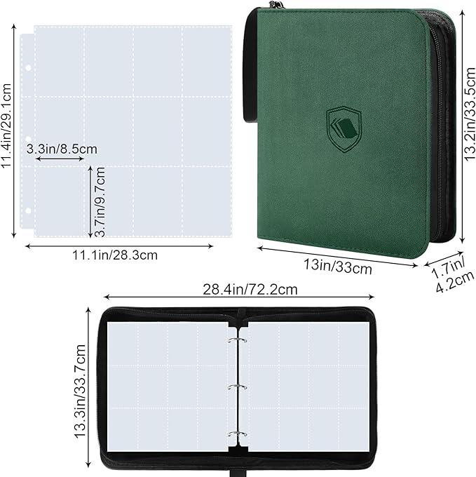1200 Pockets Trading Card Binder, PU Cover Zipper Card Collection Album, Sturdy Card Folder Holder for MTG, TCG, Game Cards, Sports Cards