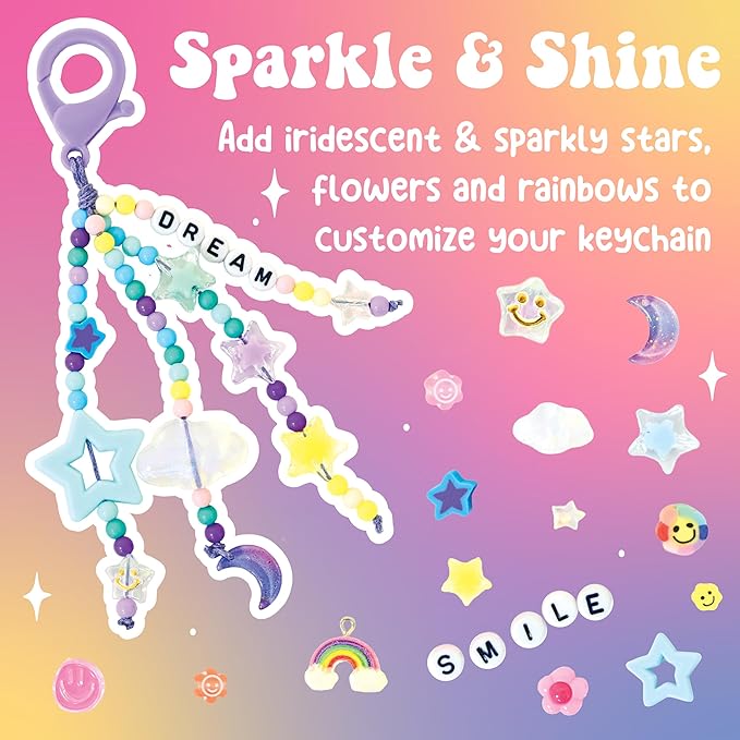 Creativity for Kids Backpack Keychains Mini Kit | Make 2 Trendy Keychains with Beads & Charms | DIY Craft Kit for Kids | Great for Travel, Parties & Gifts | Easter Basket Stuffers (Ages 6+)