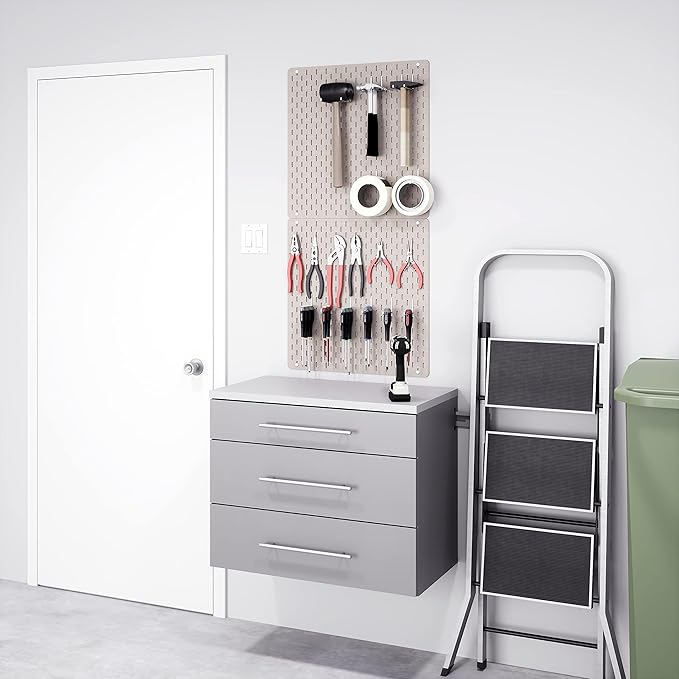 Prepac HangUps 30” Wide Wall Mount 3-Drawer Storage Cabinet, Ideal for Tool Storage, Organization for Garage, Kitchen, Laundry, Bathroom, Home Office and More, 30”W x 24”H x 16”D, Light Gray