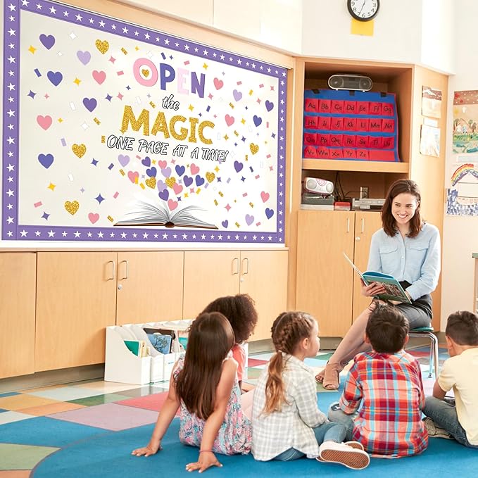 Epakh Magic Themed Bulletin Board Classroom Decorations Set Reading Bulletin Board Decor Cutouts Wall Door Decor for Back to School Library Kindergarten Preschool Elementary Middle School