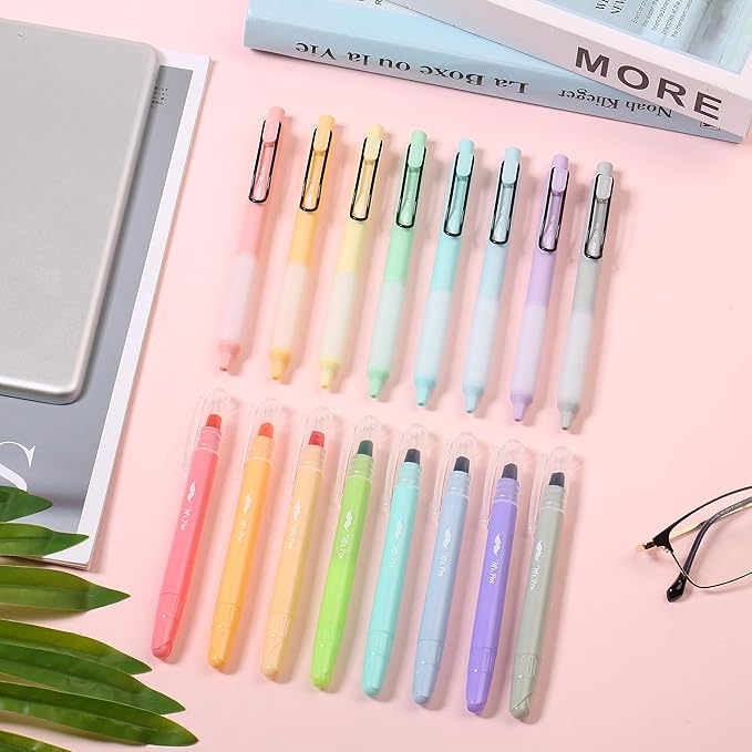 Mr. Pen- Bible Highlighters and Pens, 16 Pack, Gel Highlighters, Bible Highlighter No Bleed, Black Retractable Gel Pens