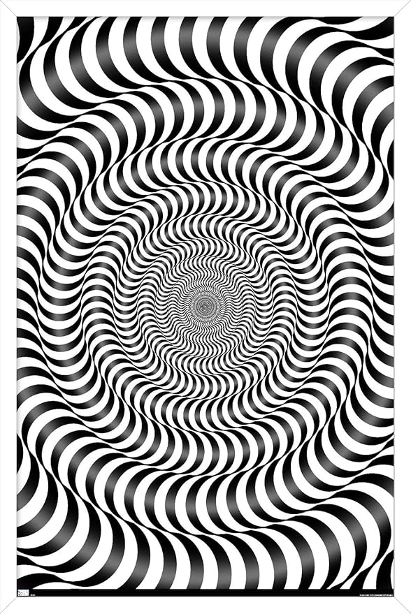 Trends International Zebra Stripe Optical Illusion Wall Poster, 14.725" x 22.375", White Framed Version