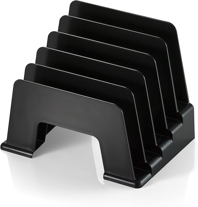 Officemate Recycled Incline Mail Sorter, 5 Sections, Envelopes, 8 X 5.5 X 6, Black