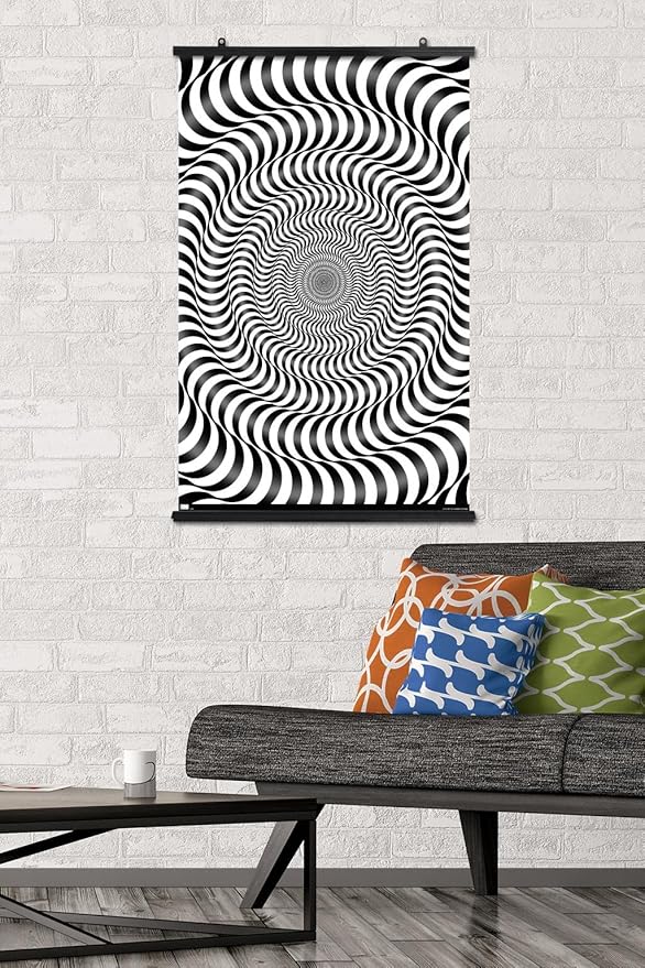 Trends International Zebra Stripe Optical Illusion Wall Poster, 22.375" x 34", Premium Poster & Clip Bundle