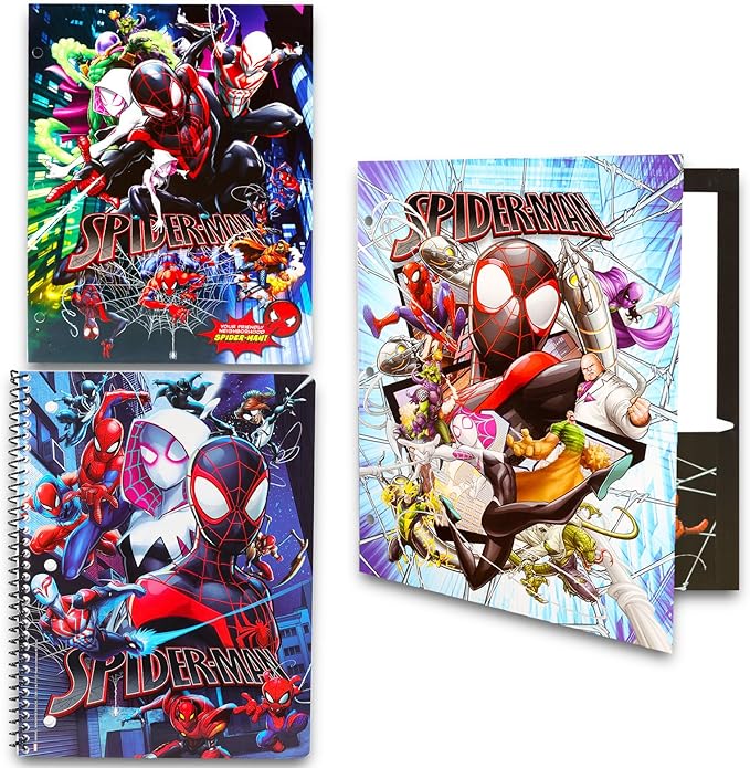 Spiderman School Supplies Set - Marvel Stationery Bundle with Spiderman Pencil Case, Spiderman Pencils, Erasers, Stickers, More | Marvel School Supplies for Boys