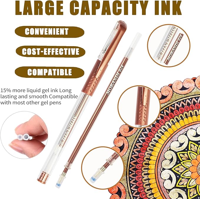 90 Pack Skin Tone Gel Pens, 30 Skin Tone Gel Pens with 60 Refills,40% More Ink Colored Gel Pens for Adults Coloring Drawing Doodling Scrapbook Journaling