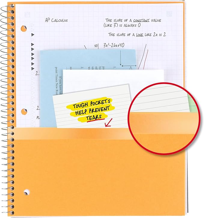 Five Star Spiral Notebook + Study App, 6 Pack, 1 Subject, Graph Ruled Paper, 8-1/2" x 11", 100 Sheets, Fights Ink Bleed, Water Resistant Cover, Assorted Colors (73549)