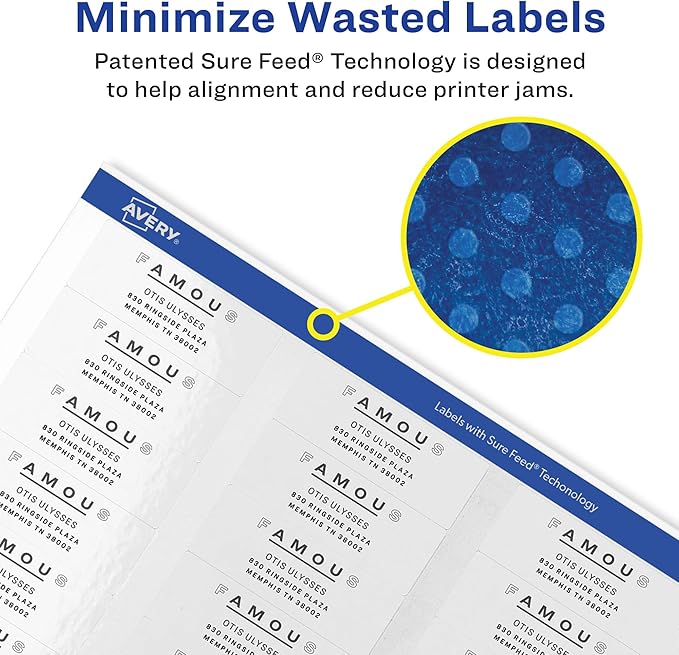 Avery Return Address Labels, Laser Printers, 1,500 Labels, 2/3 x 1-3/4, Permanent Adhesive, 5 Packs (5195)