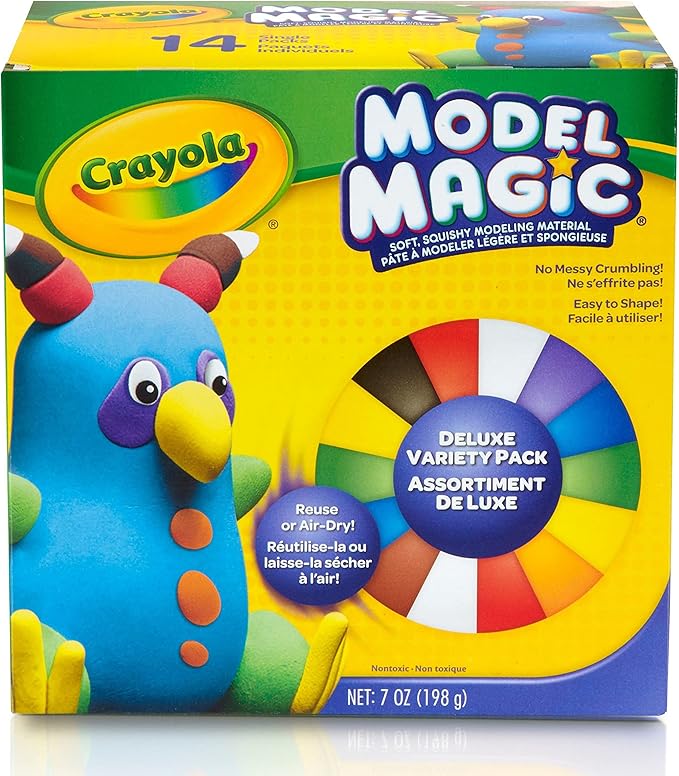 Crayola Model Magic Deluxe Variety Pack (14ct), Essential Easter Basket Stuffers, Kids Air Dry Clay, 7oz, Bulk Modeling Clay Alternative, Gift for Kids, Ages 4+