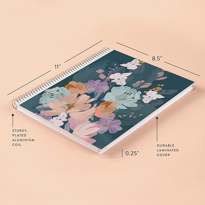 Erin Condren Productivity 8.5x11 Bold Blooms Cover Notebook Spiral Bound Journal for Writing, and Note Taking, Premium Paper, Stylish Floral Cover, Perfect for School, Office, and Creative Planning