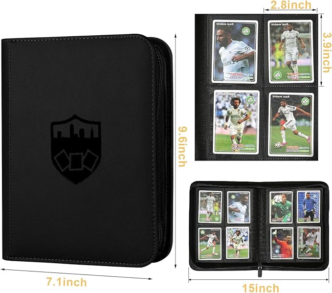 Trading Card Binder 4 Pocket, GERMUN PU Cover Card Binder for 160 Cards, Premium Trading Card Holder Folders, Double Sided Pocket Card Album for MTG, TCG (Black)