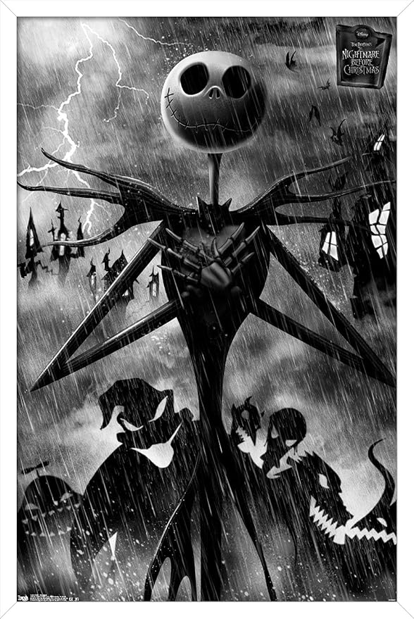 Trends International Disney Tim Burton's The Nightmare Before Christmas - Shadows Wall Poster, 34L x 22.4W, White Framed Version