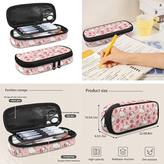 Cute Guinea Pig Backpack for Kids School Bag with Lunch Bag for Toddler Girls Preschool Boys School Bookbag with Pencil Case Water Bottle Sleeve 4pcs/set