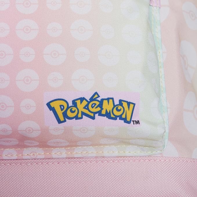 Girls Pokemon Backpack + Lunch Bag + Pencil Case 3 Piece Pikachu & Eevee College School Bag Set, Pink, Backpack