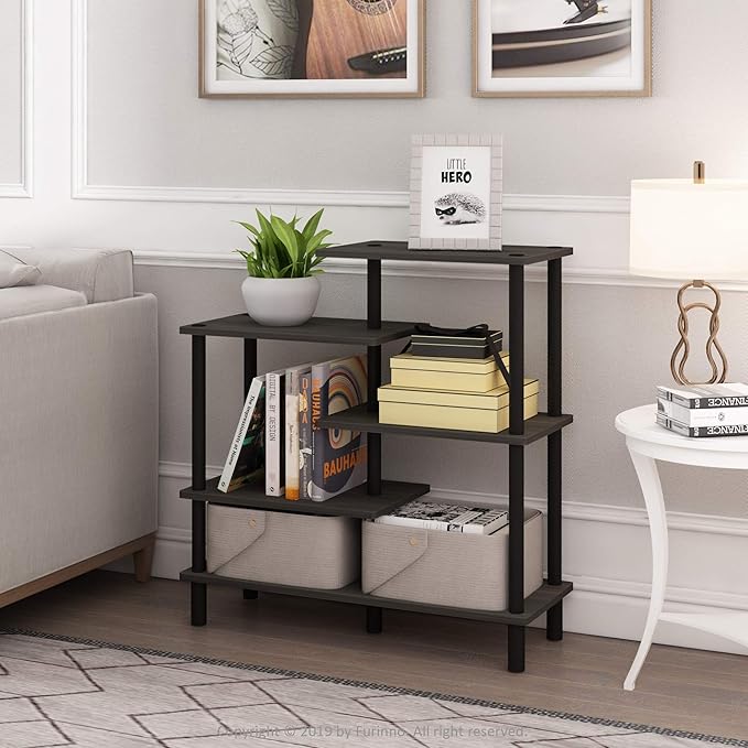 Furinno Turn-N-Tube 5-Tier Accent Display Rack, Espresso/Black