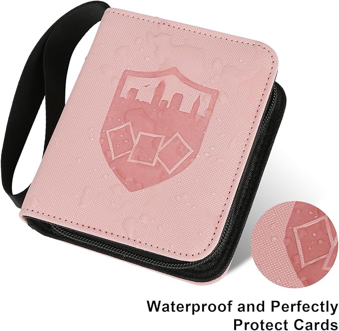 Mini Card Binder 1 Pocket, 80 Pockets Trading Card Binder, Premium Small 2 Pocket Trading Card Collection Album Folder with 40 Sleeves Double Sided - Gifts for Kids (Pink)