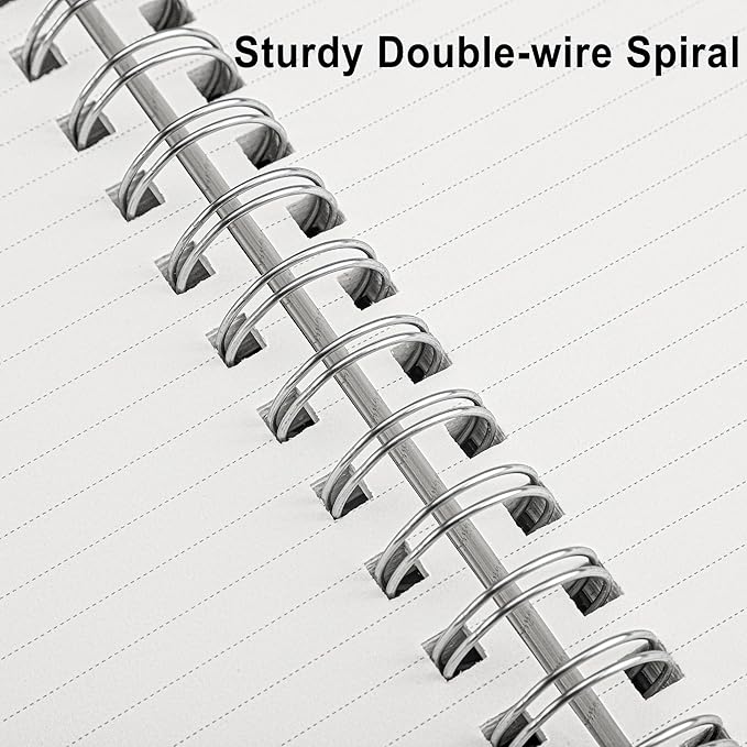RETTACY Spiral College Ruled Notebook, 300 Pages, B5 Medium Size (7.4" x 10"), for School, Work, Writing, Journaling, 100 GSM Thick Paper, Flexible Plastic Cover (Transparent)