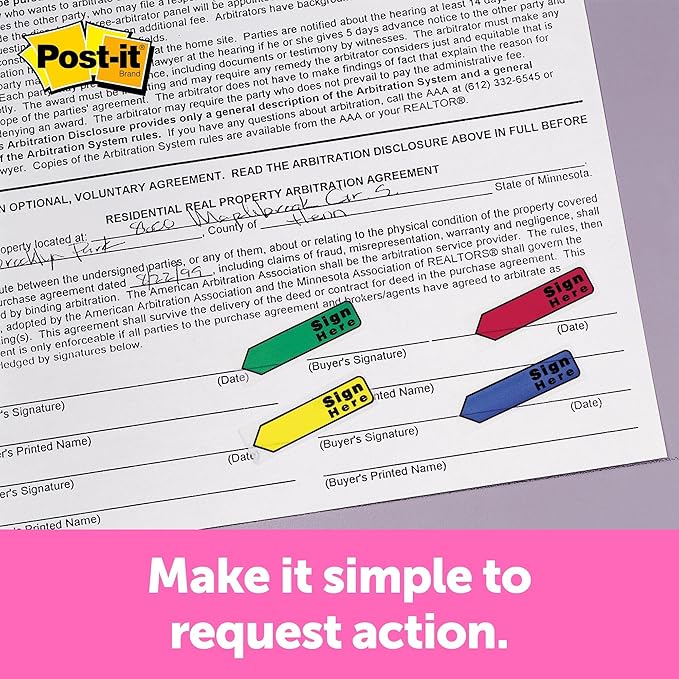 Post-it Flags Arrow 1/2" Page Flags, Eight Assorted Colors, 250/Pack (684VAD2) (3 Pack)