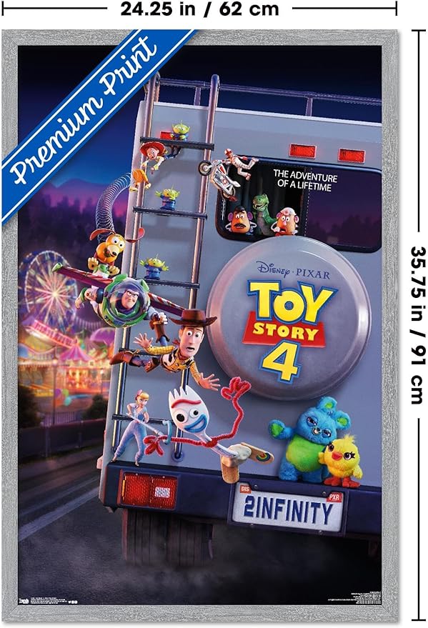 Trends International Disney Pixar Toy Story 4 - Final One Sheet Wall Poster, 34L x 22.4W, Gray Framed Version