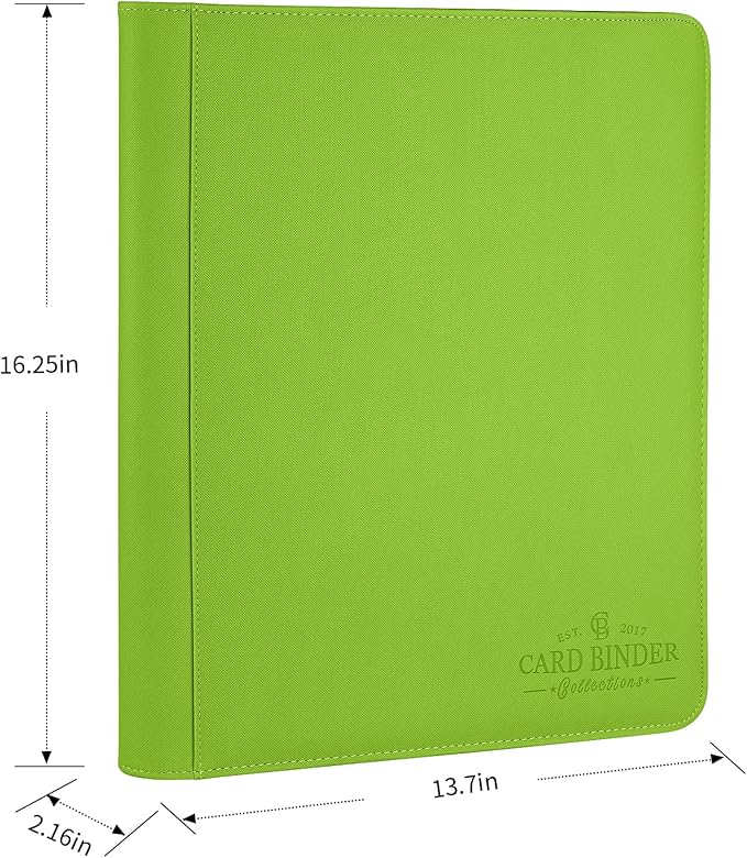 Toploader Binder,Toploader Hard Cases, 9-Pocket Pages Sleeves Hold up 288 Cards.Toploader Card Binder with Sleeves for “3×4” rigid，Card Holder(Grass Green)