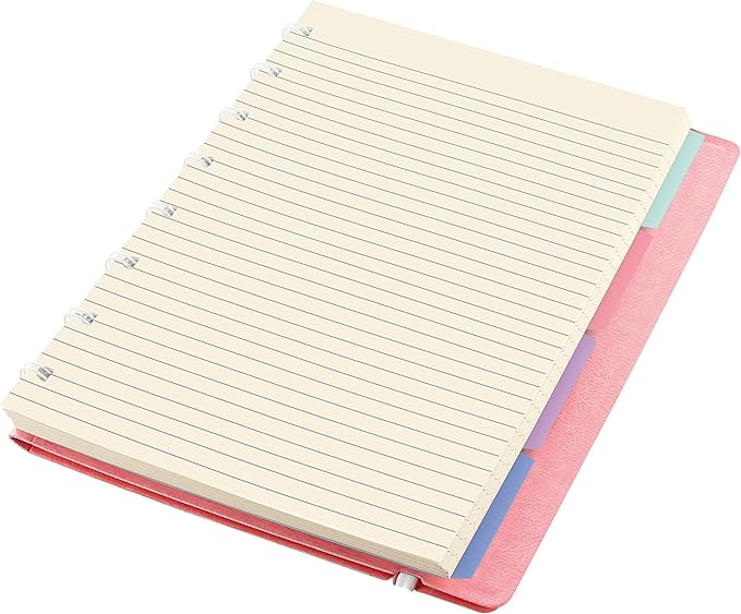 FILOFAX Refillable Pastel Notebook, A5 (8.25" x 5") Rose - 112 Cream moveable pages - Index, pocket and page marker (B115053U)