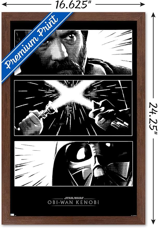 Trends International Star Wars: Obi-Wan Kenobi - Panels Wall Poster, 14.725" x 22.375", Mahogany Framed Version