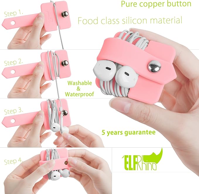 Cord Organizer Earbuds Holder Earphones Wrap Headset Headphone Wrap Winder Cord Manager Cable Winder Pink