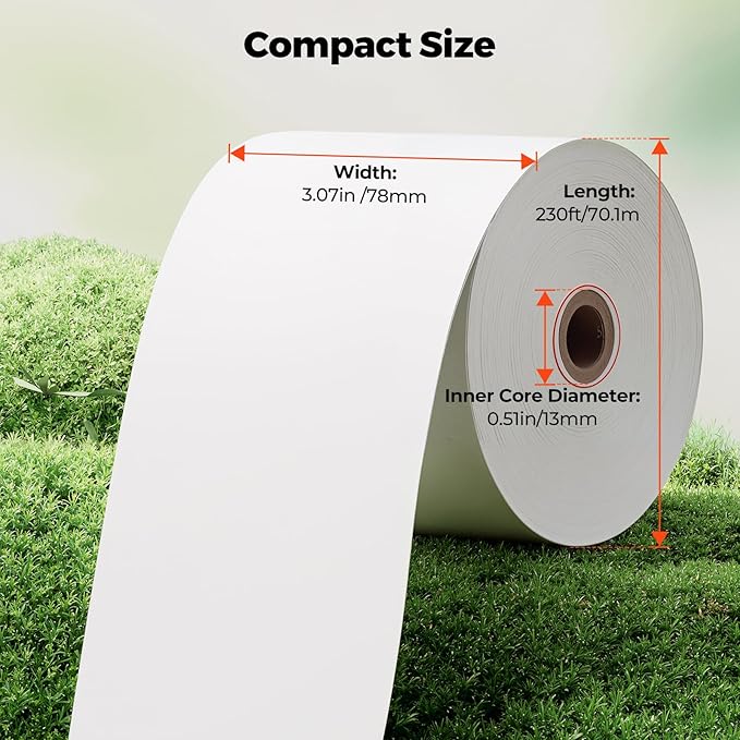 MUNBYN Thermal Paper 3 1/8 x 230ft, 12 Rolls Receipt Paper Work for Star Micronics TSP100 TSP143 Epson 80mm Receipt Printer Square POS Register Credit Card Terminals, Pos Register Paper BPA Free