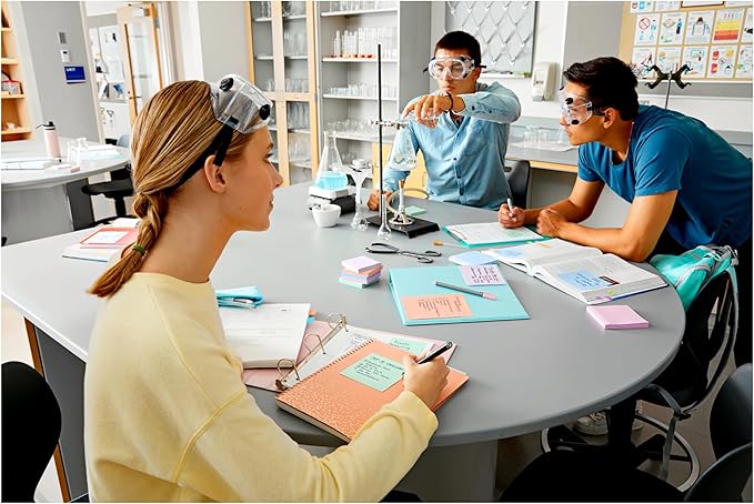 Post-it 100% Recycled Paper Super Sticky Notes, 3 in. x 3 in., 24 Pads, 70 Sheets per Pad, Wanderlust Pastels, New Year Organization or Second Semester School Supplies