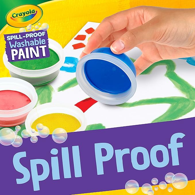 Crayola Spill Proof Paint Set - Toddler Stocking Stuffer, Washable Paint for Kids, Includes Paint Brush & Paper, No Drip, Less Mess Arts & Crafts, Ages 3+ (Pack of 2)