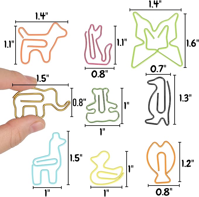 Mr. Pen Animal Shaped Paper Clips - 30 pcs, Assorted Colors, Cute & Fun for Kids